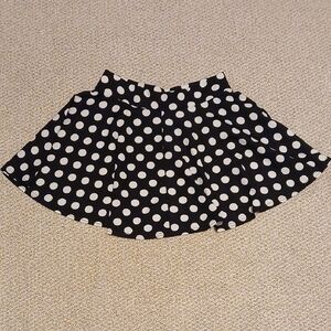 Chic Black and White Polka Dot Skater Skirt Womens L